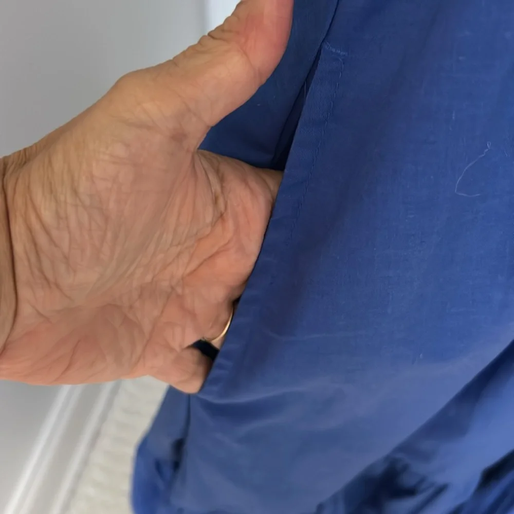 Summersalt Coastal Poplin Ruffle Neck Midi/Maxi Dress Blue - Picture 9 of 11